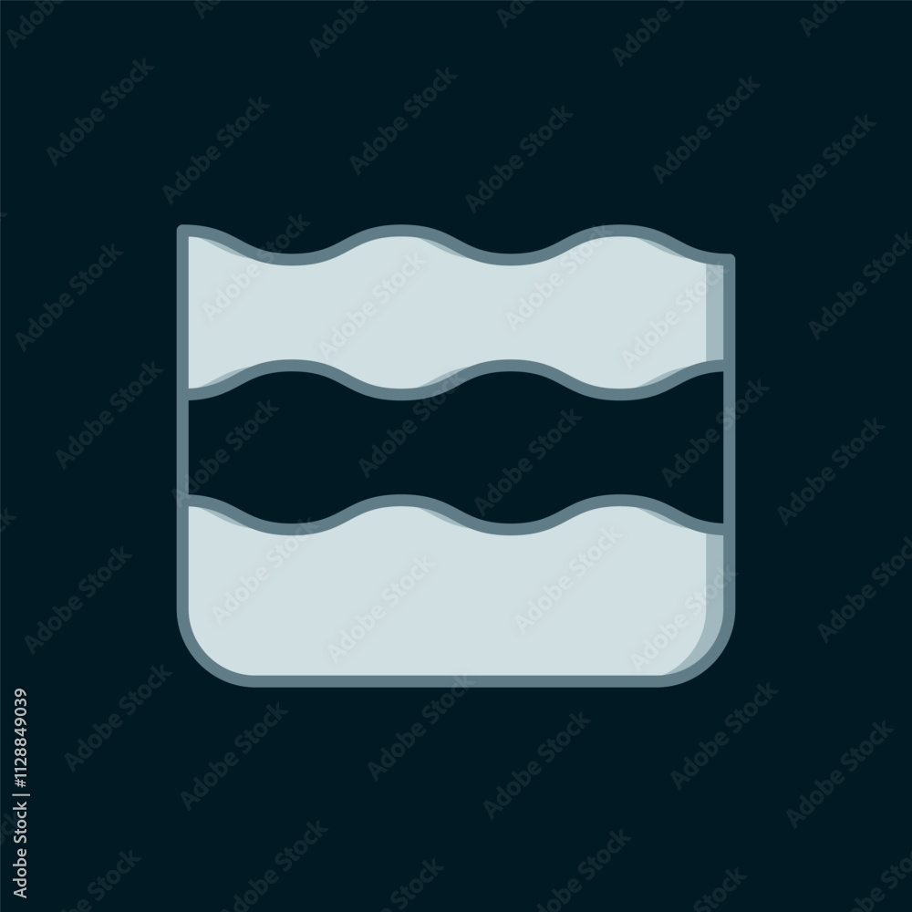 Poster line wave icon isolated on black background. flat filled outline style with shadow. vector