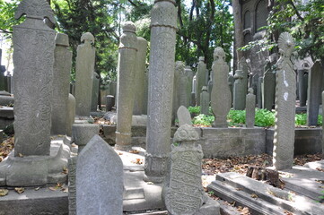 Old tombstones in Eyup Sultan Cemetery, Istanbul, Turkey.