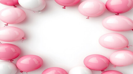 Pastel Pink and Blue Balloons Framing a Blank Square on a Colorful Background Perfect for Party Themes.