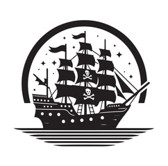Pirate ship Silhouette vector illustration