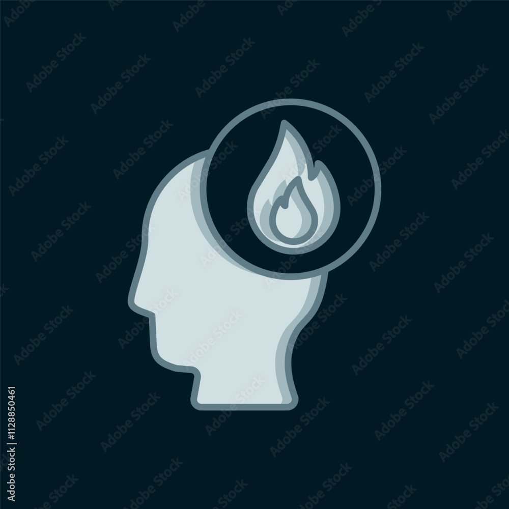 Poster line firefighter icon isolated on black background. flat filled outline style with shadow. vector