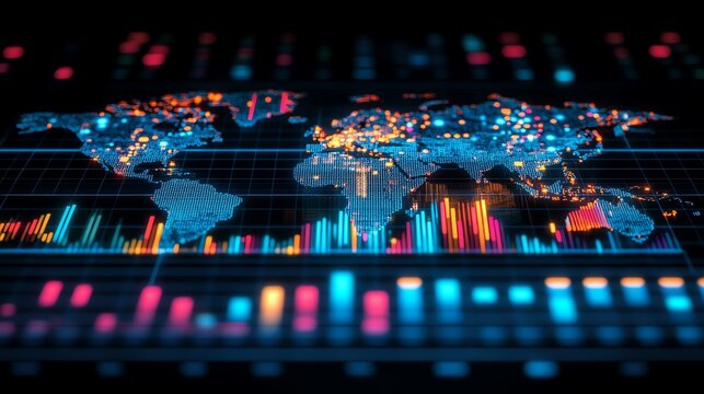 Digital dashboard displaying inbound shipment data copy space realtime monitoring futuristic Overlay in a control room