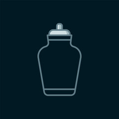 Line Funeral urn icon isolated on black background. Cremation and burial containers, columbarium vases, jars and pots with ashes. Flat filled outline style with shadow. Vector
