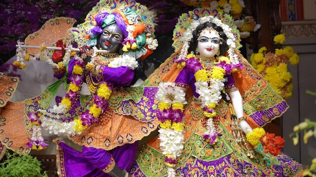 Radha Krishna beautiful closeup video Hindu god - ISKCON