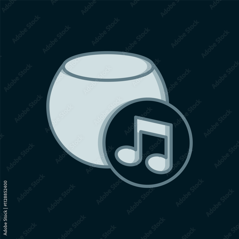 Poster line voice assistant icon isolated on black background. voice control user interface smart speaker. 