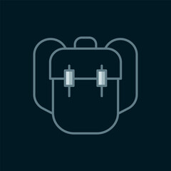 Line School backpack icon isolated on black background. Flat filled outline style with shadow. Vector