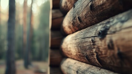 Fototapeta premium Rustic Wooden Cabin Wall in a Pine Forest