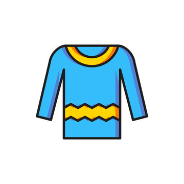 recommend clip art: Color Sweater icon isolated on white background. Pullover icon. Flat filled outline style with shadow. Vector