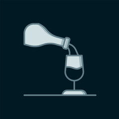 Line Wine tasting, degustation icon isolated on black background. Sommelier. Smells of wine. Flat filled outline style with shadow. Vector