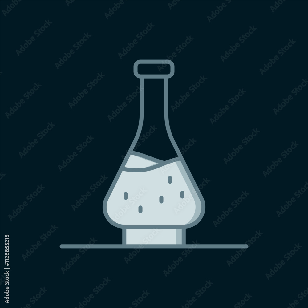 Poster line decanter for wine icon isolated on black background. flat filled outline style with shadow. vec