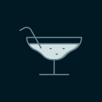 recommend clip art: Line Cocktail icon isolated on black background. Flat filled outline style with shadow. Vector