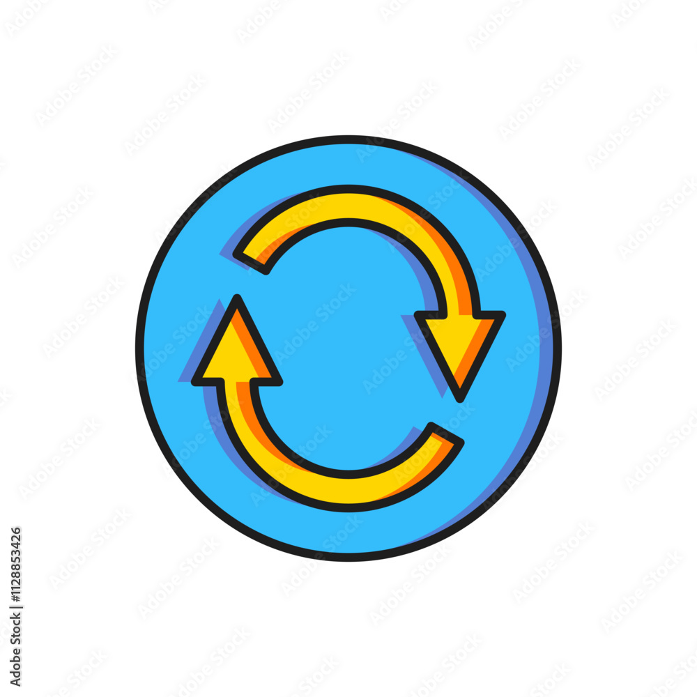 Poster color recycle symbol icon isolated on white background. circular arrow icon. environment recyclable 
