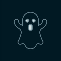 Line Ghost icon isolated on black background. Happy Halloween party. Flat filled outline style with shadow. Vector