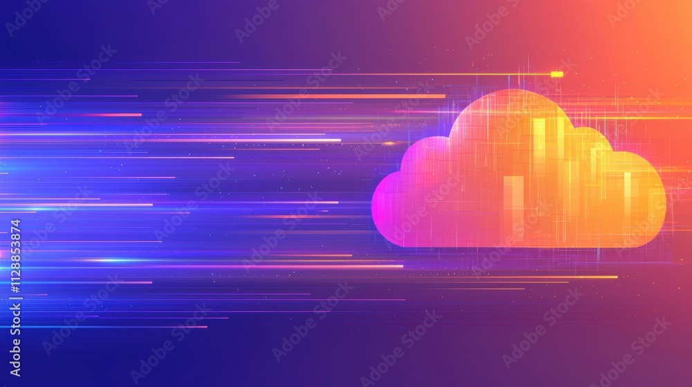 Poster advanced cybersecurity concepts with shielded cloud data protection and digital innovation
