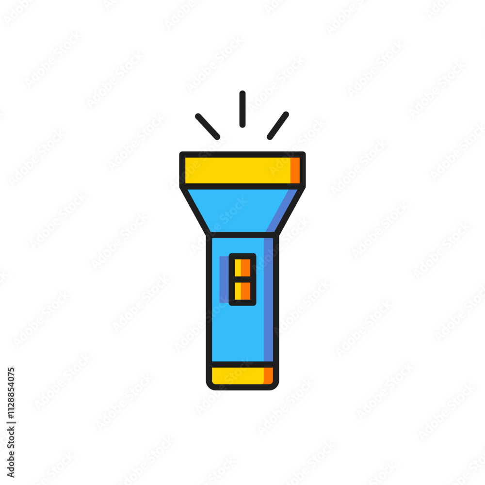 Poster color flashlight icon isolated on white background. flat filled outline style with shadow. vector