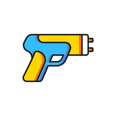 Color Police electric shocker icon isolated on white background. Shocker for protection. Taser is an electric weapon. Flat filled outline style with shadow. Vector