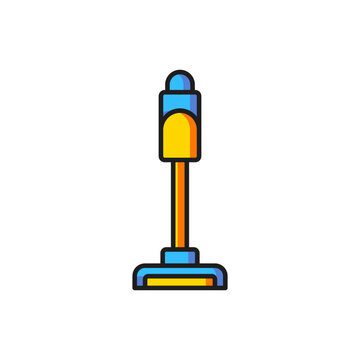 recommend clip art: Color Vacuum cleaner icon isolated on white background. Flat filled outline style with shadow. Vector