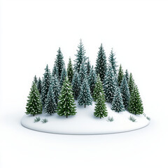 Obraz premium snowy landscape featuring cluster of evergreen trees, creating serene winter scene. snow covered ground enhances tranquil atmosphere of this winter wonderland