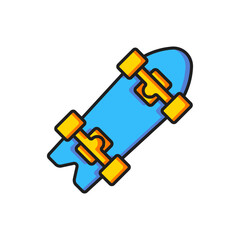 Color Longboard or skateboard cruiser icon isolated on white background. Extreme sport. Sport equipment. Flat filled outline style with shadow. Vector