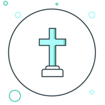 recommend clip art: Line Man graves funeral sorrow icon isolated on white background. The emotion of grief, sadness, sorrow, death. Colorful outline concept. Vector