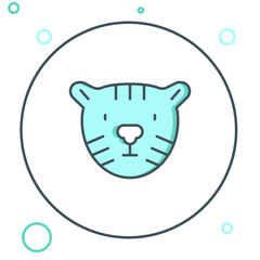 Line Tiger head icon isolated on white background. Colorful outline concept. Vector