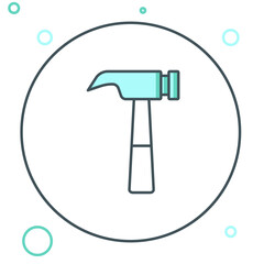 Line Hammer icon isolated on white background. Tool for repair. Colorful outline concept. Vector