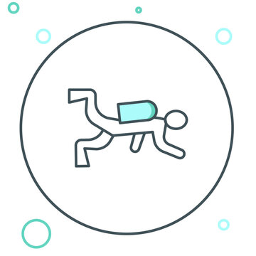 recommend clip art: Line Scuba diver icon isolated on white background. Colorful outline concept. Vector