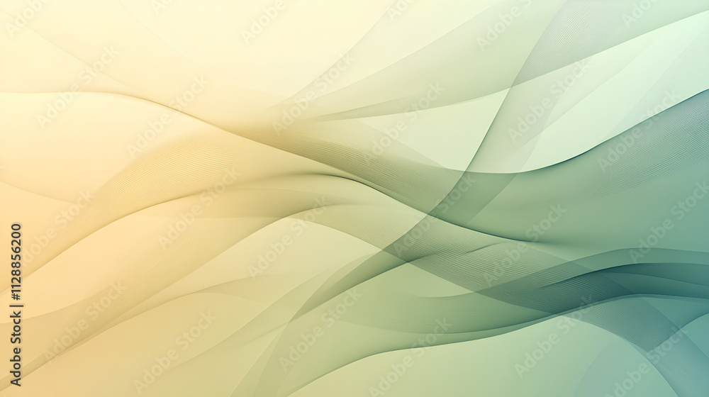 Poster abstract green wave design with smooth gradients and flowing lines