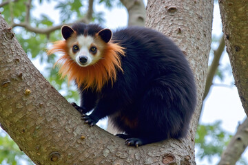 Obraz premium Coati on branch in naturalistic environment