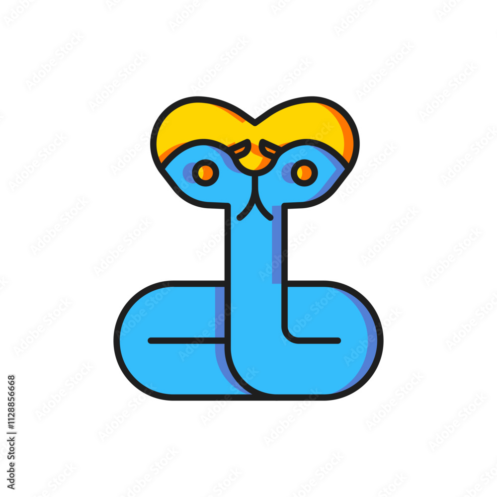 Poster color snake icon isolated on white background. flat filled outline style with shadow. vector