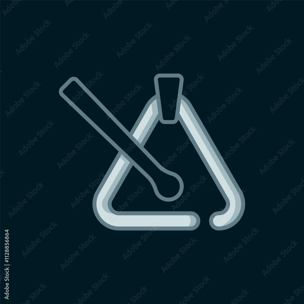 Poster line triangle musical instrument icon isolated on black background. flat filled outline style with s