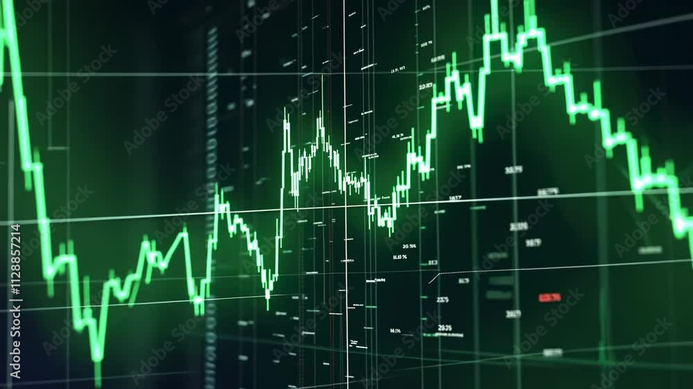 Poster stock market trends analysis with detailed graphs showing data fluctuations in real time
