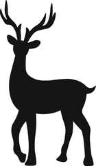 Christmas reindeer, black silhouette on white background, vector isolated christmas card