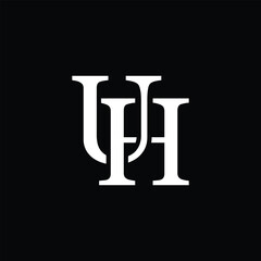 UH letter logo concept isolated on white background. HU Logo