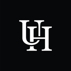 HU letter logo concept isolated on white background. UH Logo
