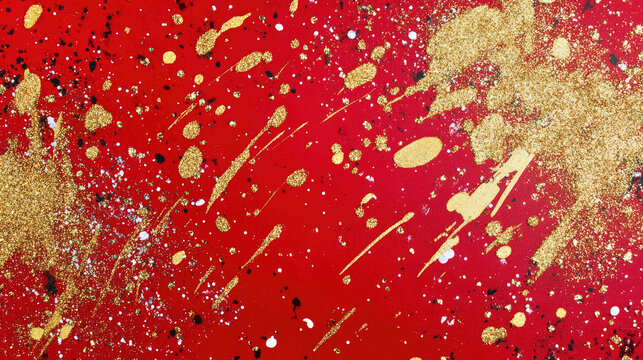 Artistic backdrop with festive red and gold elements for Christmas promotional content