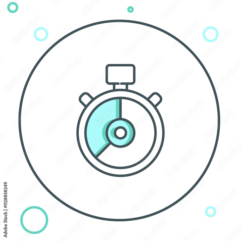 Poster line stopwatch icon isolated on white background. time timer sign. chronometer sign. colorful outlin