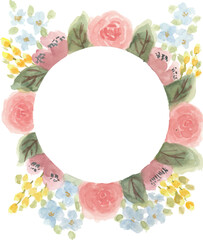 colorful flower frame hand drawn watercolour clipart  
