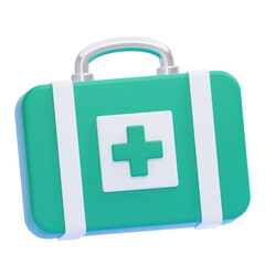 PNG 3D medical kit icon isolated on a white background

