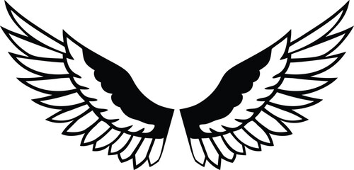 Wing line art, angel wings tattoo vector illustration

