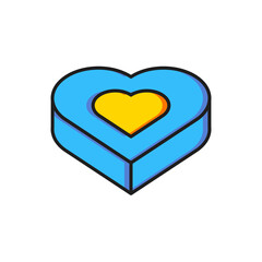 Color Candy in heart shaped box icon isolated on white background. Valentines Day. Flat filled outline style with shadow. Vector