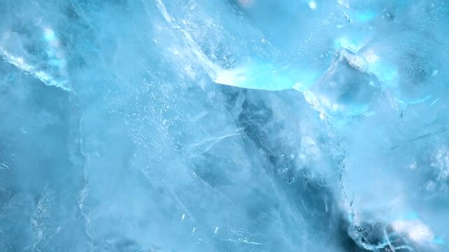 Ice texture background, Abstract natural ice texture. Freezy ice structure surface. Blue backdrop with cracks and scratches of frozen water, macro shot, Winter wallpaper, Christmas. 