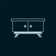 Line Furniture nightstand icon isolated on black background. Flat filled outline style with shadow. Vector