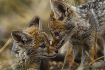 Obraz premium Close-up of baby jackals.