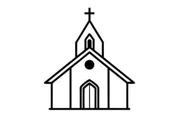 Church Vector Coin Icon on Clean White Background