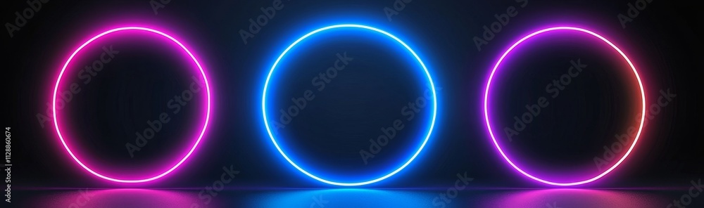 Wall mural the solar eclipse neon light effect. a crescent moon covers the sun with a round flare. a realistic 