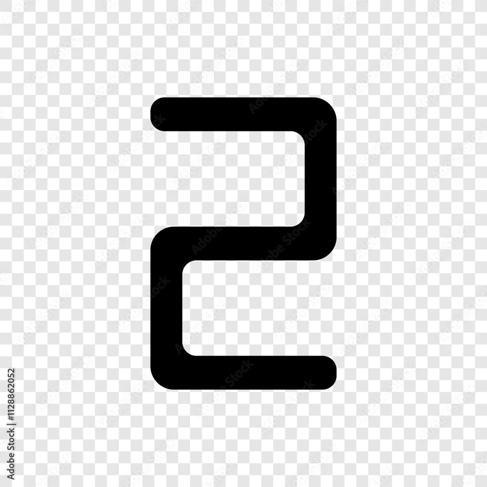 Poster number two, numeral simple icon vector. flat design. transparent grid