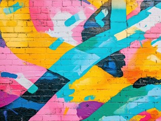 Obraz premium Vibrant Abstract Mural with Colorful Brush Strokes and Patterns