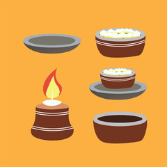 Greeting card with Kalash and traditional food pachadi with all flavors for Indian New Year festival Ugadi (Gudi Padwa, Yugadi).