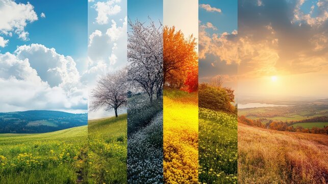Landscape journey through changing trees and seasons